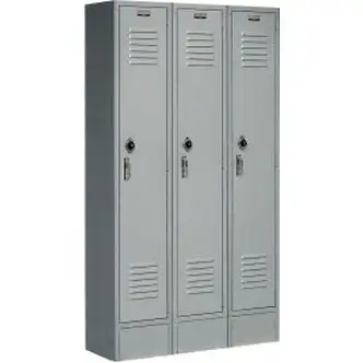Global Industrial Paramount 1-Tier 3 Door Locker, 36"W x 12"D x 66"H, Gray, Assembled