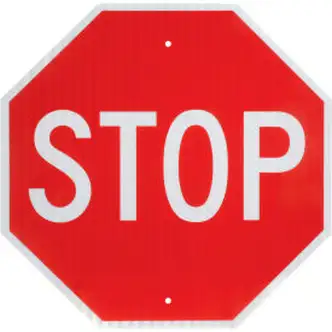 Global Industrial Aluminum Sign - Stop - .080" Thick, White/Red, 652645