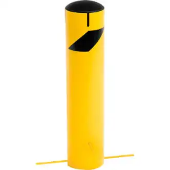 Global Industrial Steel Bollard W/Removable Plastic Cap & Chain Slots For Underground 5.5x24