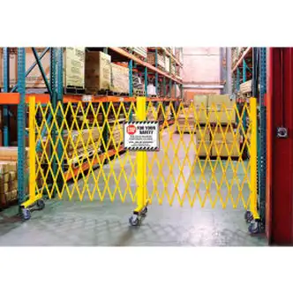 Global Industrial Folding Safety Barricade Gate with Sign, 20' Expanded Length