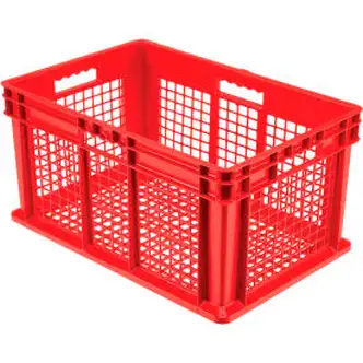 Global Industrial Mesh Straight Wall Container, 23-3/4"Lx15-3/4"Wx12-1/4"H, Red