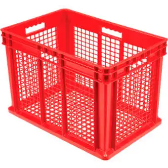 Global Industrial Mesh Straight Wall Container, 23-3/4"Lx15-3/4"Wx16-1/8"H, Red