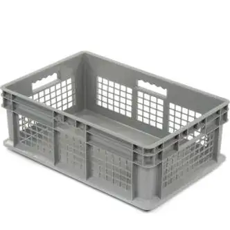 Global Industrial Mesh Straight Wall Container, Solid Base, 23-3/4"Lx15-3/4"Wx8-1/4"H, Gray