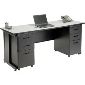 Interion Office Desk with 6 drawers - 72" x 24" - Gray