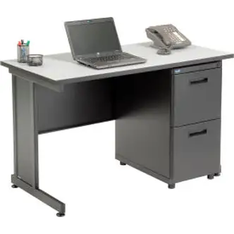 Interion Office Desk with 2 Drawers - 48" x 24" - Gray