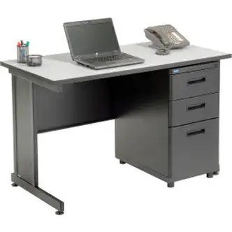 Interion Office Desk with 3 Drawers - 48" x 24" - Gray