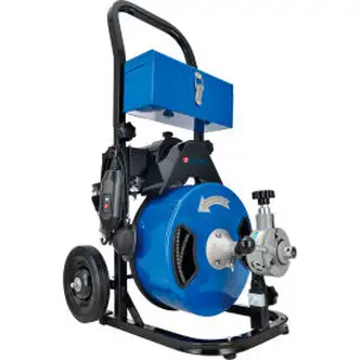 Global Industrial Autofeed Drain Cleaner Machine For 2-4" Pipe, 220 RPM, 75' Cable