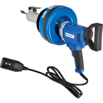 Global Industrial Electric Auto-Feed Handheld Drain Cleaner For 3/4"-3"ID, 5/16"x25' Cable