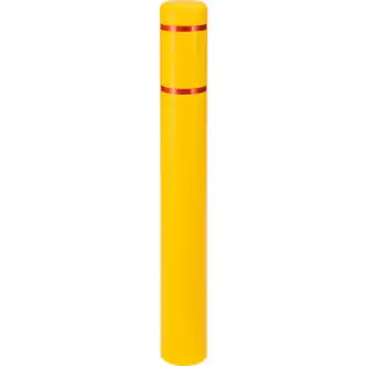 Global Industrial Reflective Bollard Sleeve, 6" Dia. x 52"H, Yellow With Red Tape
