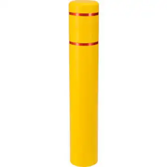 Global Industrial Reflective Bollard Sleeve, 8" Dia. x 52"H, Yellow With Red Tape