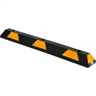 Global Industrial Rubber Parking Stop/Curb Block, 48"L, Black w/ Yellow Stripes