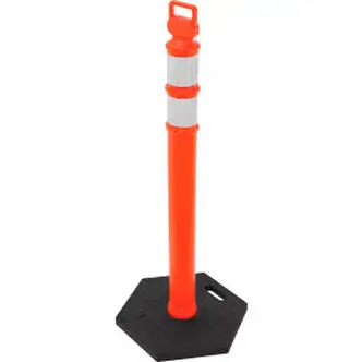 Global Industrial Portable Reflective Delineator Post with Hexagonal Base, 45"H, Orange
