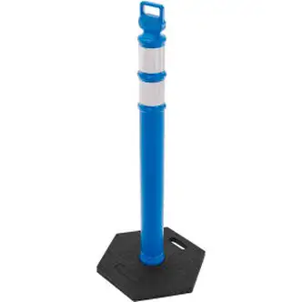 Global Industrial Portable Reflective Delineator Post with Hexagonal Base, 45"H, Blue