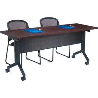 Interion Flip-Top Training Table, 60"L x 24"W, Walnut
