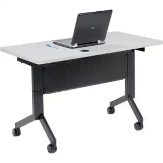Interion Flip-Top Training Table, 48"L x 24"W, Gray
