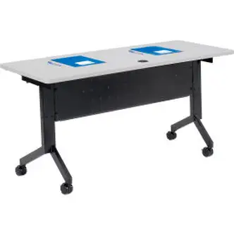 Interion Flip-Top Training Table, 60"L x 24"W, Gray