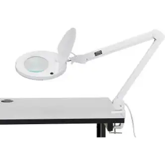 Global Industrial 8 Diopter LED Magnifying Lamp With Covered Metal Arm, White