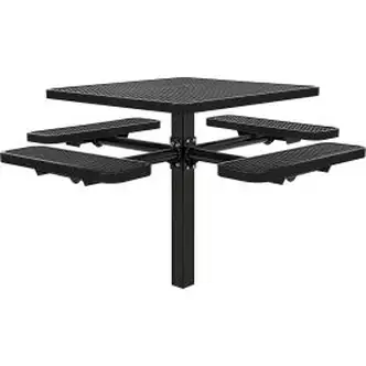 Global Industrial 46" Square Picnic Table, In Ground Mount, Expanded Metal, Black