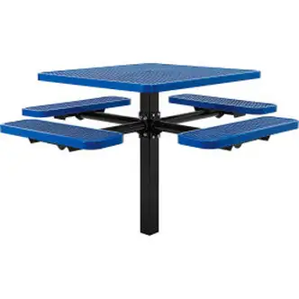 Global Industrial 46" Square Picnic Table, In Ground Mount, Expanded Metal, Blue