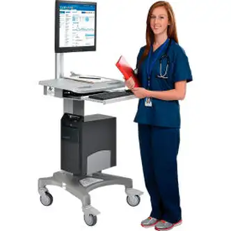 Global Industrial Mobile Standing Computer Workstation, Gray