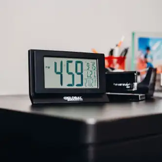 Global Industrial Digital Alarm Clock with Indoor Temperature and Humidity Display