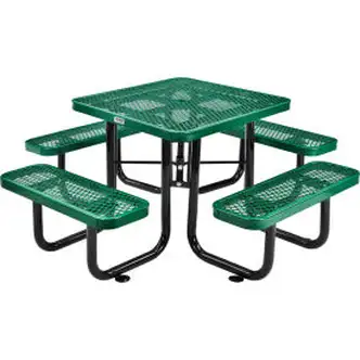 Global Industrial 36" Square Picnic Table, Expanded Metal, Green