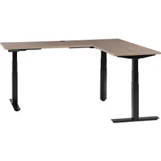 Interion L-Shaped Electric Height Adjustable Desk, 60"W x 24"D, Gray W/ Black Base