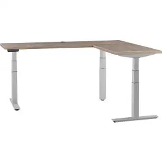 Interion L-Shaped Electric Height Adjustable Desk, 60"W x 24"D, Gray W/ Gray Base