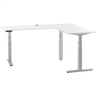 Interion L-Shaped Electric Height Adjustable Desk, 72"W x 24"D, White W/ Gray Base