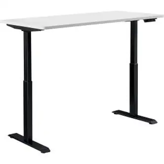 Interion Electric Height Adjustable Desk, 60"W x 30"D, White W/ Black Base