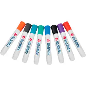 Global Industrial Dry Erase Markers, Bullet Tip, Assorted Colors, 8 Pack