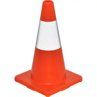 Global Industrial 18" Traffic Cone, Reflective, Solid Orange Base, 2-1/2 lbs
