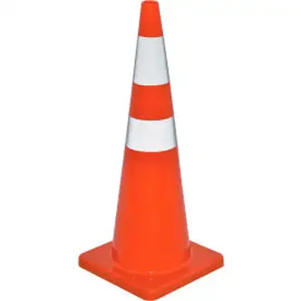 Global Industrial 36" Traffic Cone, Reflective, Solid Orange Base, 10 lbs.
