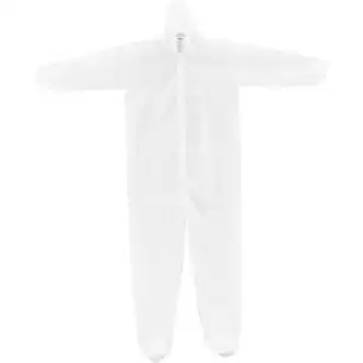 Global Industrial Disposable Polypropylene Coverall, Elastic Hood & Boots, WHT, Med, 25/Case