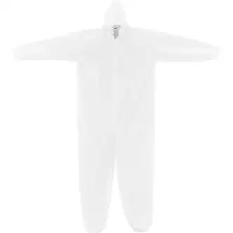 Global Industrial Disposable Microporous Coverall Elastic Wrists/Ankles Hood White XL 25/Case