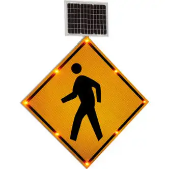 Global Industrial 30" Solar Powered Flashing LED Pedestrian Crossing Sign,  Diamond