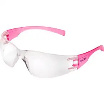 Global Industrial Frameless Petite Safety Glasses, Scratch Resistant, Clear Lens, Pink Frame