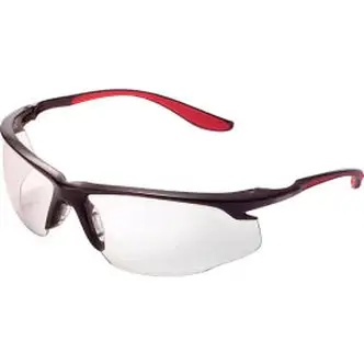 Global Industrial Sport Half Frame Safety Glasses, Anti-Fog, Clear Lens, Red Frame