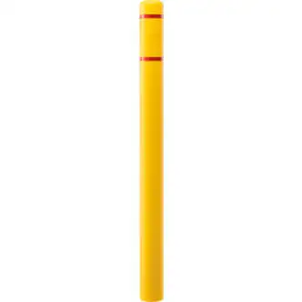 Global Industrial Bollard Post Sleeve, 4" D x 64" H, Yellow With Red Tape, HDPE