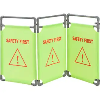 Global Industrial Fabric Folding Barrier, Lime Green, Safety First