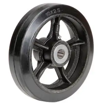 Global Industrial 10" x 2-1/2" Mold-On Rubber Wheel - Axle Size 1"