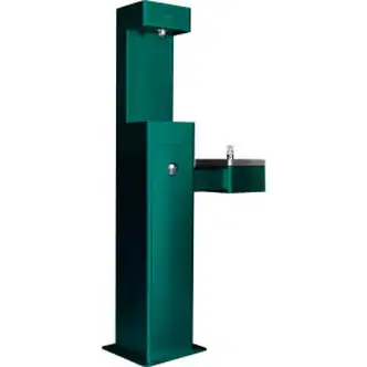 Global Industrial Outdoor Drinking Fountain w/ Bottle Filling Station, Green