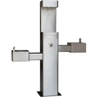 Global Industrial Outdoor Bottle Filling Station w/ Bi-Level Drinking Fountain, Stainless