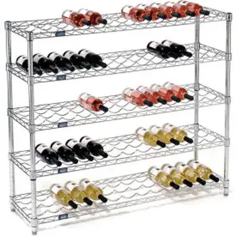 Nexel Wine Bottle Rack - 65 Bottle 48"W x 14"D x 42"H, Chrome