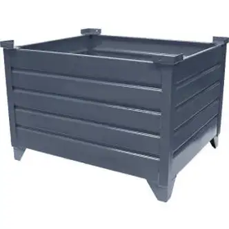 Global Industrial Stackable Steel Container, 30"Lx24"Wx24"H, Gray