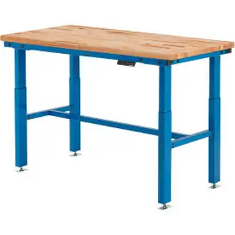 Global Industrial Heavy-Duty Electric Adjustable Workbench, Maple Safety Edge, 60"W x 30"D