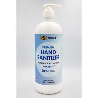 SSS Hand Sanitizer Gel, 70%,  Unscented w/Pump, 12/32 oz.