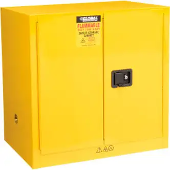Global Industrial Flammable Cabinet, Manual Close Double Door, 24 Gallon, 43"Wx12"Dx44"H