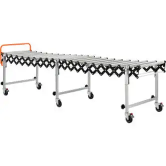 Global Industrial Portable Flexible & Expandable 2'8" to 8'6" Conveyor - Steel Rollers - 24"W