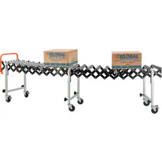 Global Industrial 2'4" to 8'11"L Steel Skate Wheel Conveyor, Portable & Expandable, 14" W